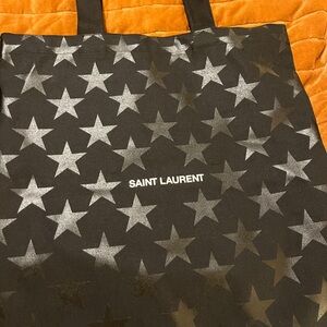 Saint Laurent Rive Droite Black Tote with Silver Stars